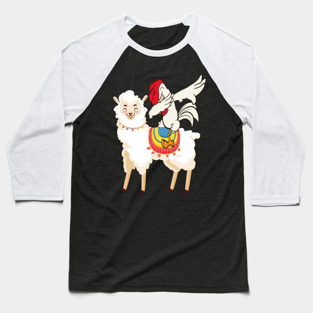 Dabbing Turkey riding Llama Baseball T-Shirt by NiceTeeBroo